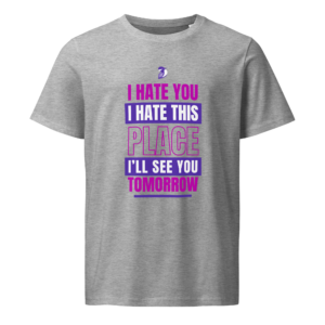 Gray T-shirt with bold motivational slogan